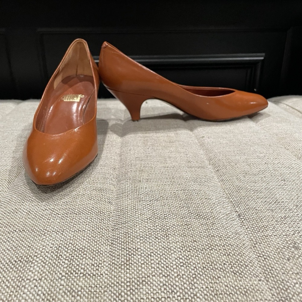 RARE VTG 1970s ALLURE Genuine Leather Pumps Brown Shoes Made in Spain 7.5M Read